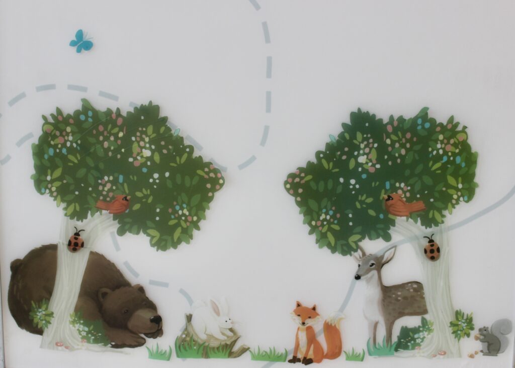 Close-up shot of woodland creatures