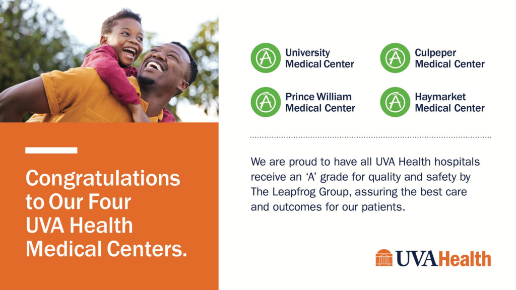 Congratulations to our 4 medical centers: University Medical Center, Culpeper Medical Center, Prince William Medical Center, Haymarket Medical Center